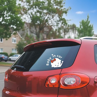Autocollant bébé à bord blanc rouge en arrière voiture