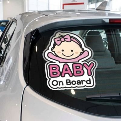 Autocollant bébé à bord fille en arrière voiture