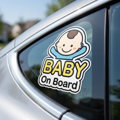 Autocollant bébé à bord garçon en arrière voiture