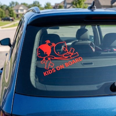 Autocollant bébé à bord rouge visible sur voiture