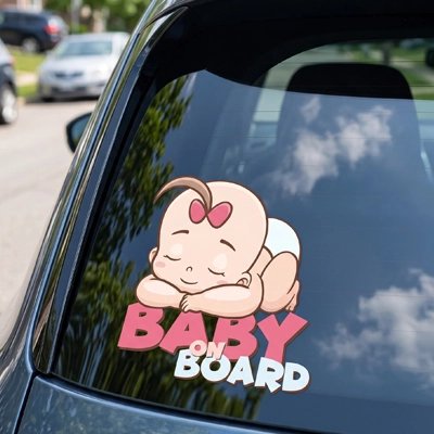 Autocollant chou bébé à bord en arrière voiture