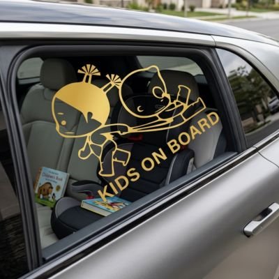 Autocollant couleur or sur vitre droite passager voiture