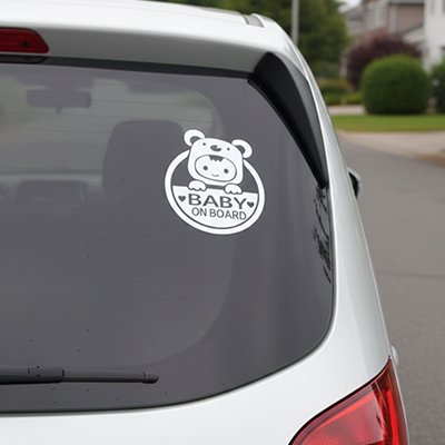 Bébé à bord​  blanc  collé en arrière de voiture