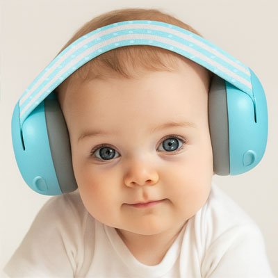 bébé avec casque anti bruit bébé