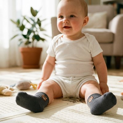 Bébé content porte chaussettes bébé noir ours à-intérieur