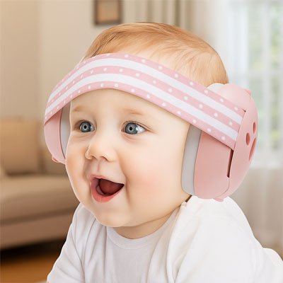 Bébé en joie porte casque anti bruit bébé  rose