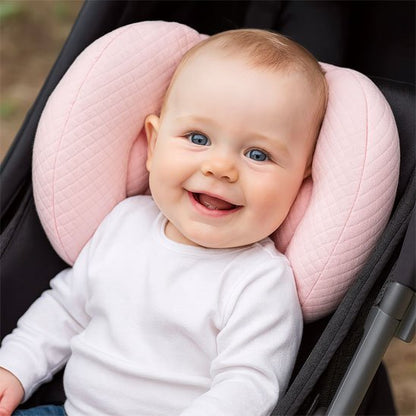 Bébé heureux porte cale tête bébé rose 
