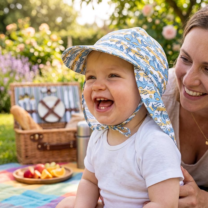 Bébé heureux porte casquette bebe motif étoiles coloré