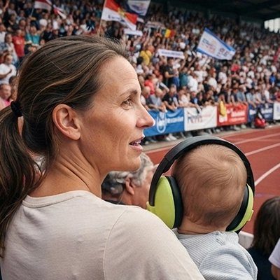 Bébé porte casque anti bruit bébé vert certifié au stade
