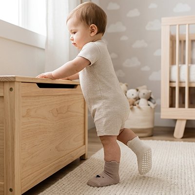 Bébé porte chaussette pour bebe gris blanc
