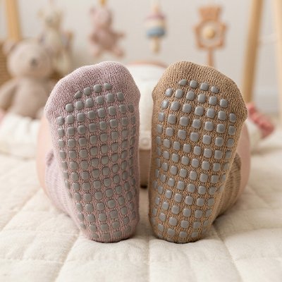 Bébé porte chaussette pour bebe gris brun
