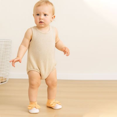 Bébé  porte chaussure bebe fille orange blanc noeud papillon