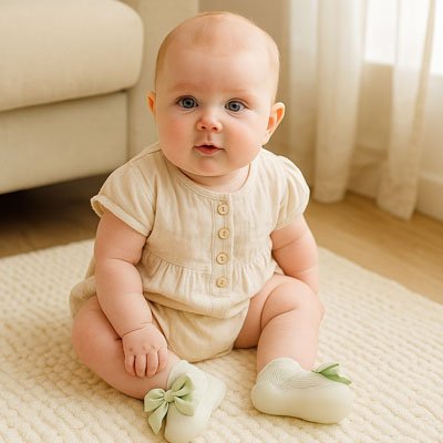 Bébé porte chaussure bebe fille vert noeud papillon