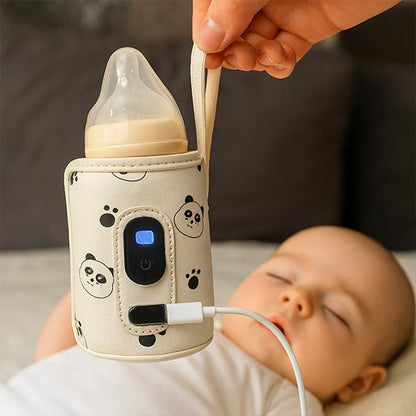 Biberon en charge dans chauffe biberon près bébé