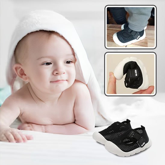 Chaussure bebe noir et bleu ajustable