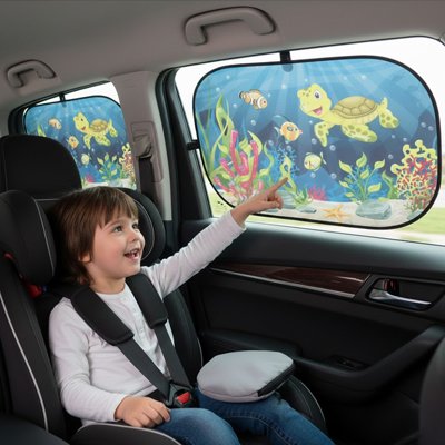 enfant touche pare soleil voiture aquarium collé passager côté gauche