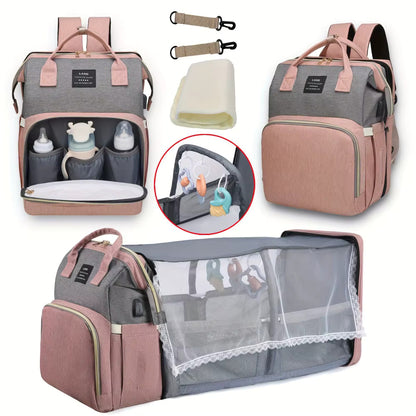 ensemble sac à langer mommy pliable rose