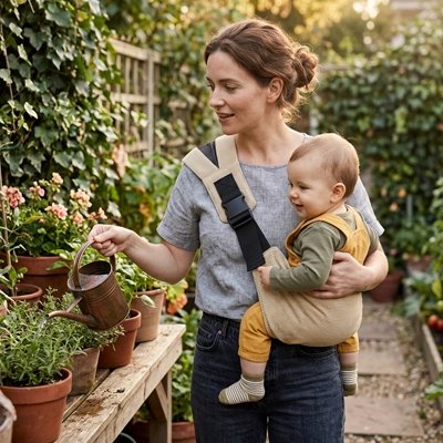Maman avec bébé dans porte bebe model 1