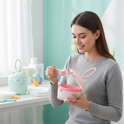 Maman mesure lait avec boite doseuse lait rose