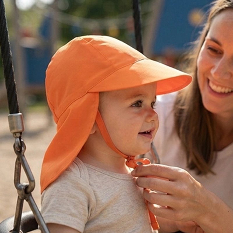 Maman porte à bébé casquette pour bebe minisun orange