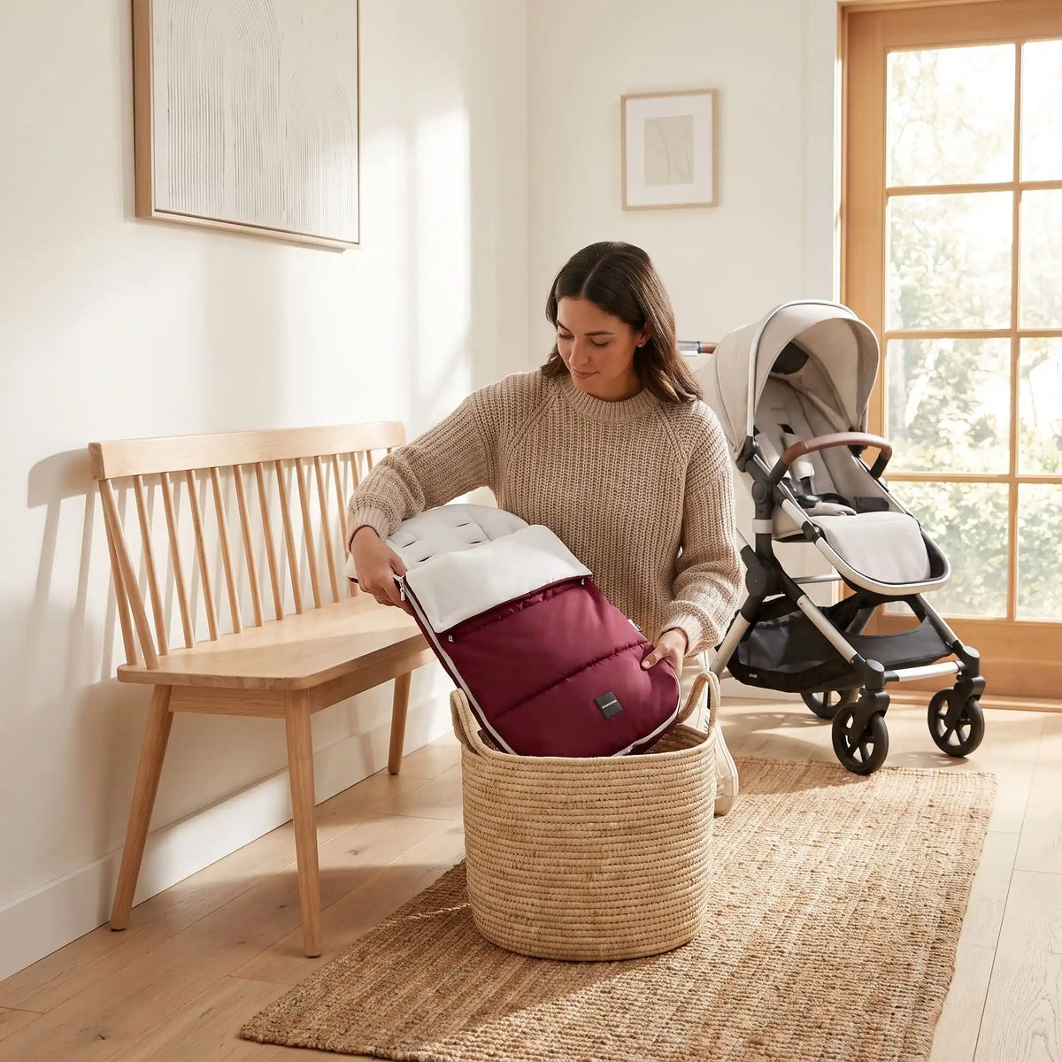 Maman range chancelière poussette bourgogne rouge