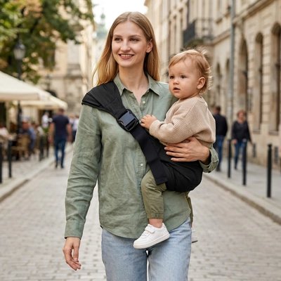 Maman tient bébé dans porte bebe model tendance 3