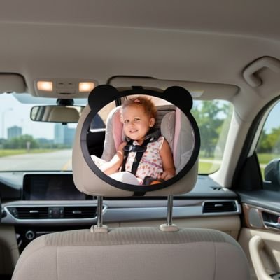 miroir voiture bébé avec reflet bebe souriant-arrière siège passager