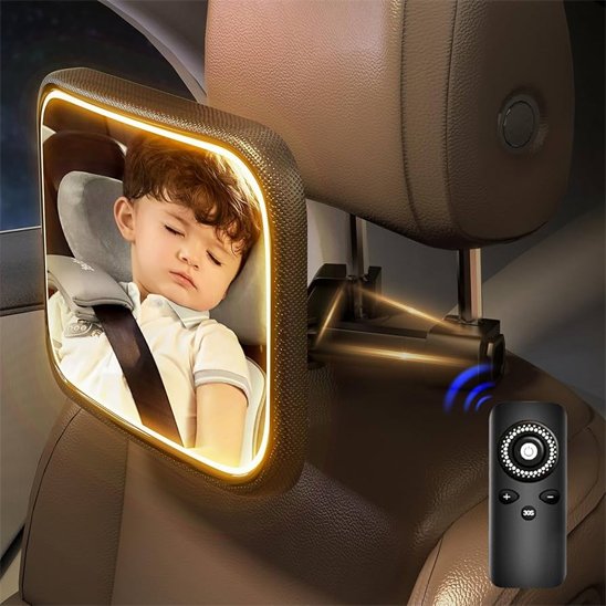 Miroir voiture bebe sur siège passager avec reflet bebe endormit