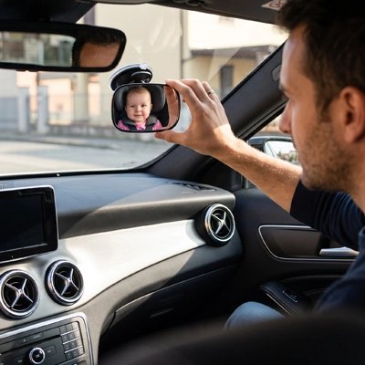 Papa cadre miroir voiture bébé sur vitre de voiture