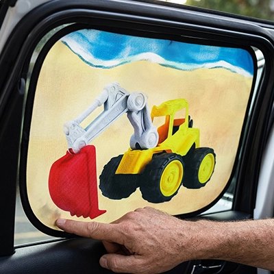 Papa colle pare soleil voiture bébé camion