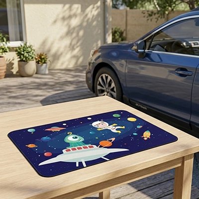 Pare soleil voiture bébé spaciale sur table