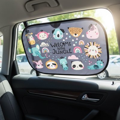 pare soleil voiture motif animalier collé côté passager droit