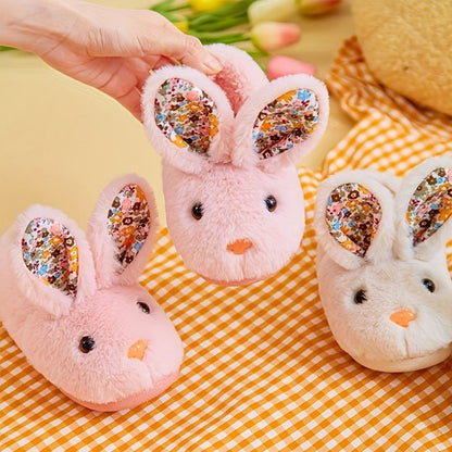 Trois chaussons bébé lapin rose et beige