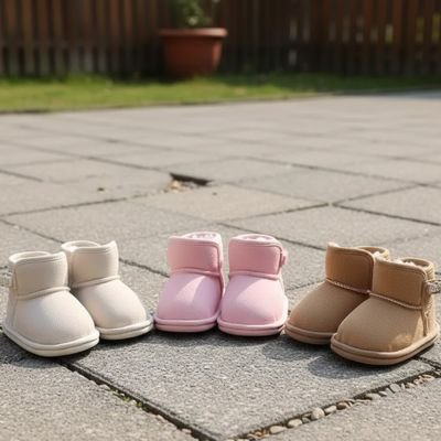 Trois chaussures bebe bottines douillettes beige rose marron